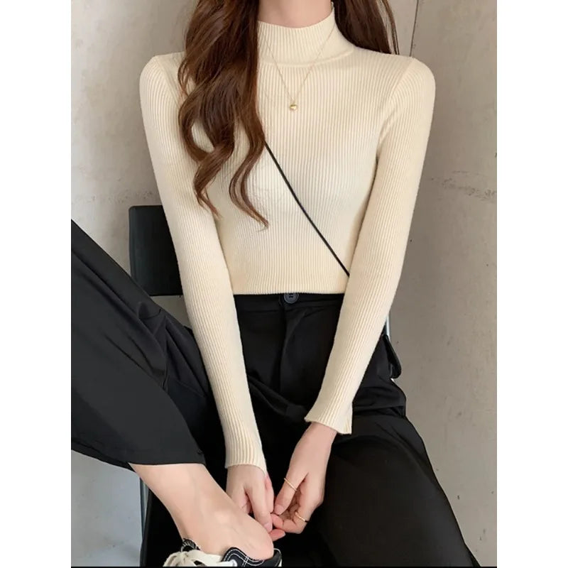 Mock Neck Pullover Sweater for Women