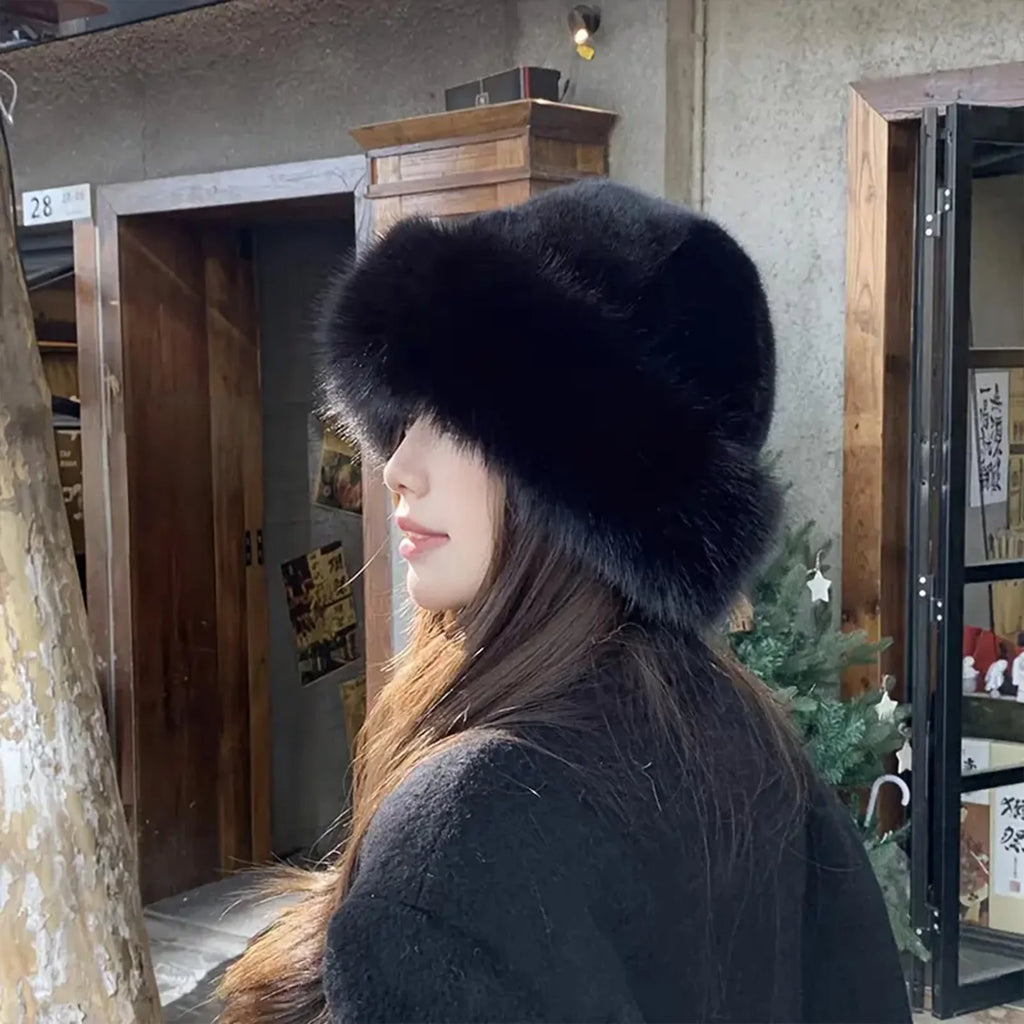 Women's Plush Winter Fur Hat - Warm Fluffy Beanie
