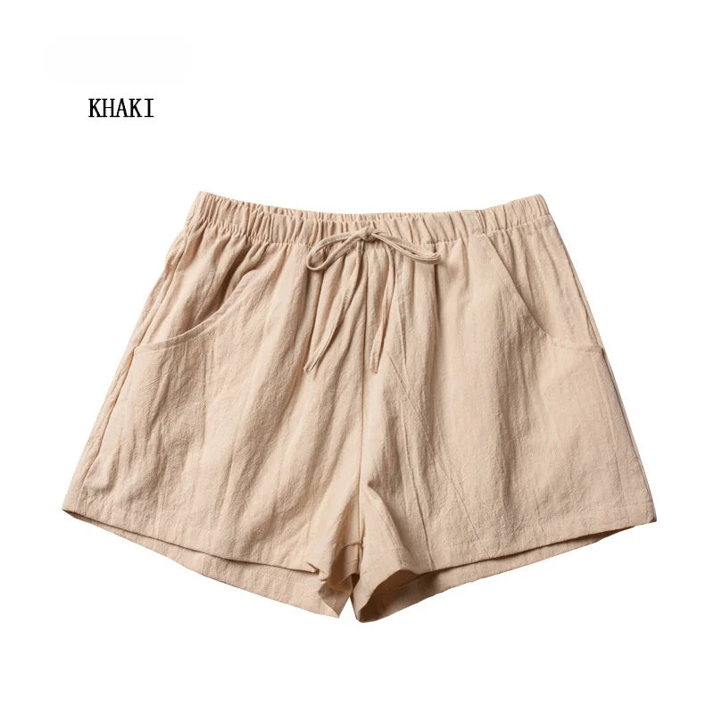 Women's High-Waisted Linen Shorts