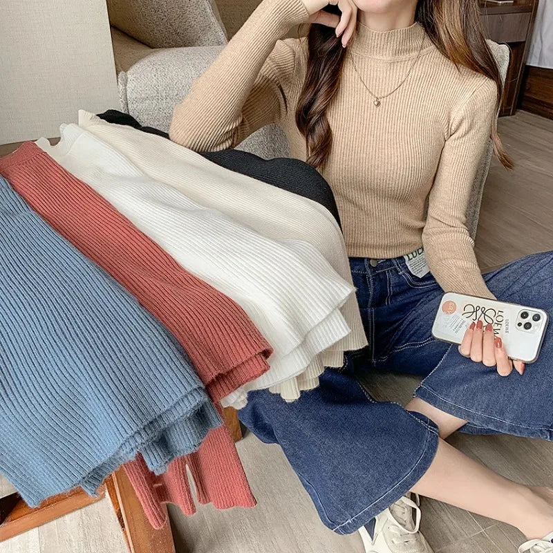 Mock Neck Pullover Sweater for Women