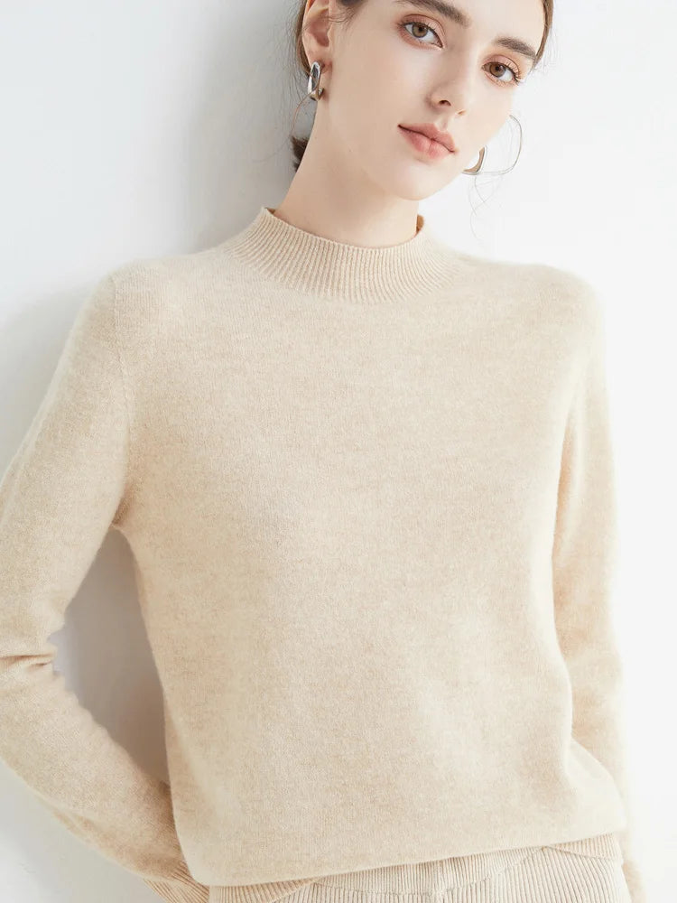 Mock-Neck Pullover Sweater for Women
