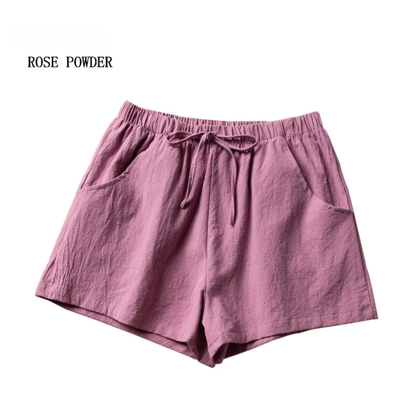 Women's High-Waisted Linen Shorts