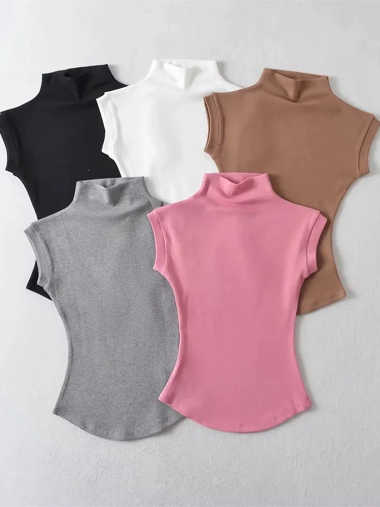 Women's Sleeveless Turtleneck T-Shirt
