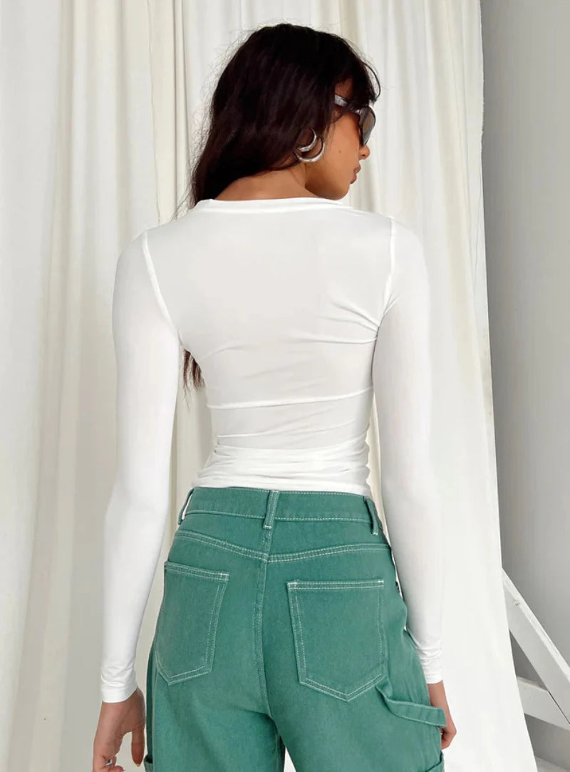 Women's Long Sleeve Solid Color T-Shirt