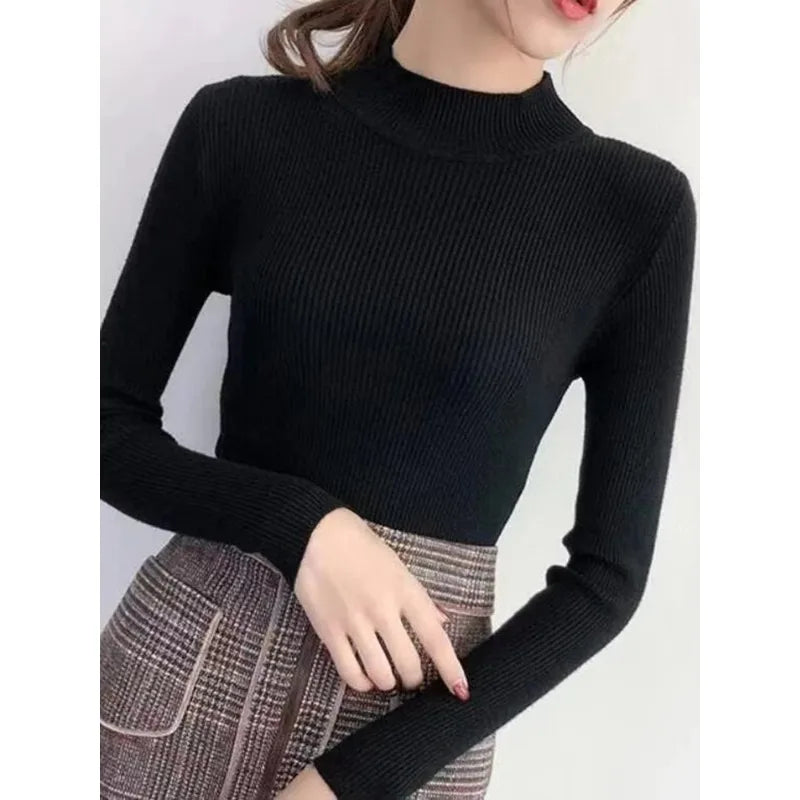 Mock Neck Pullover Sweater for Women