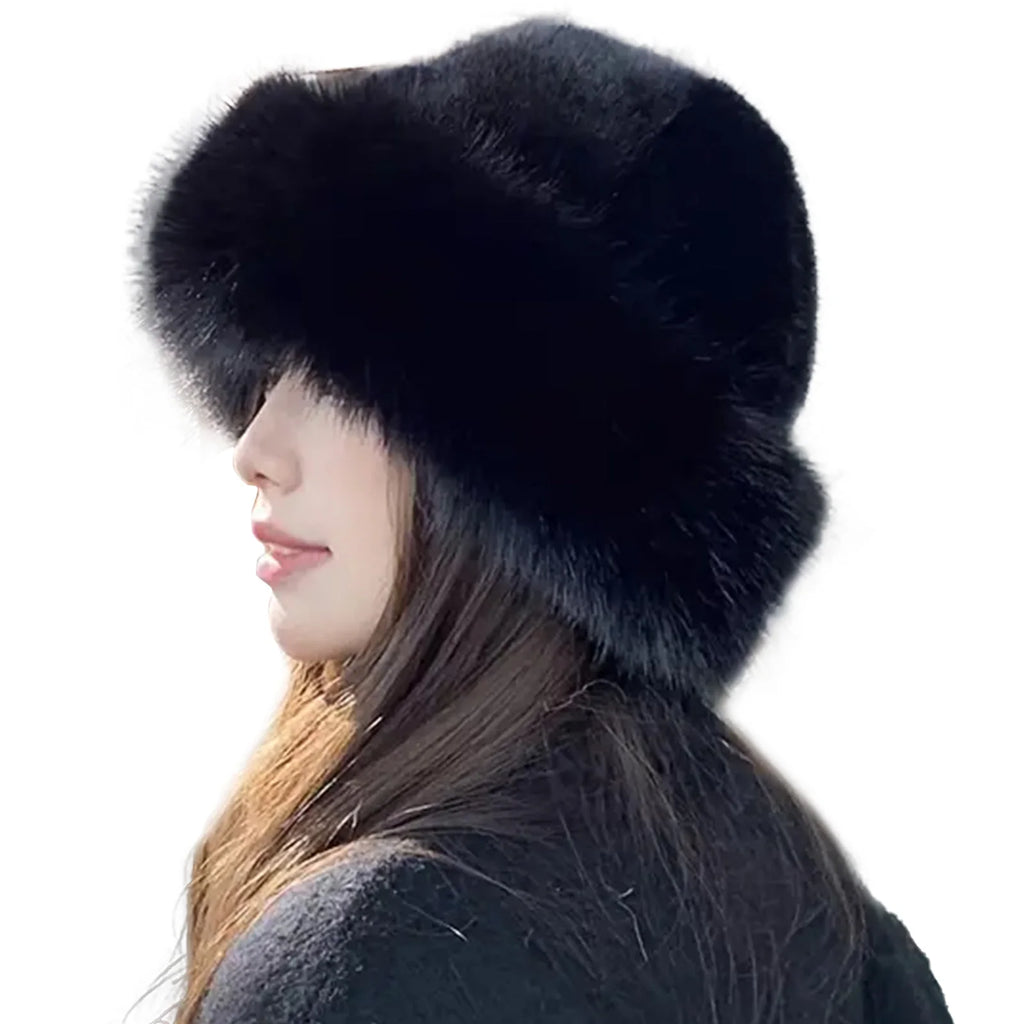 Women's Plush Winter Fur Hat - Warm Fluffy Beanie