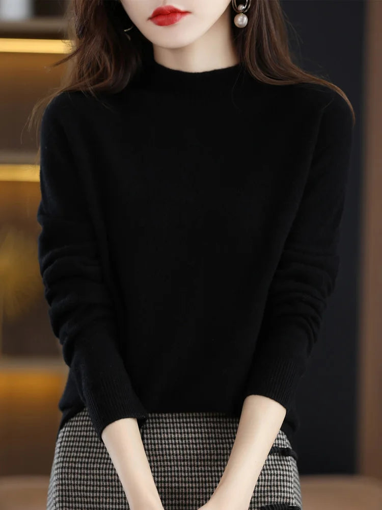 Mock-Neck Pullover Sweater for Women