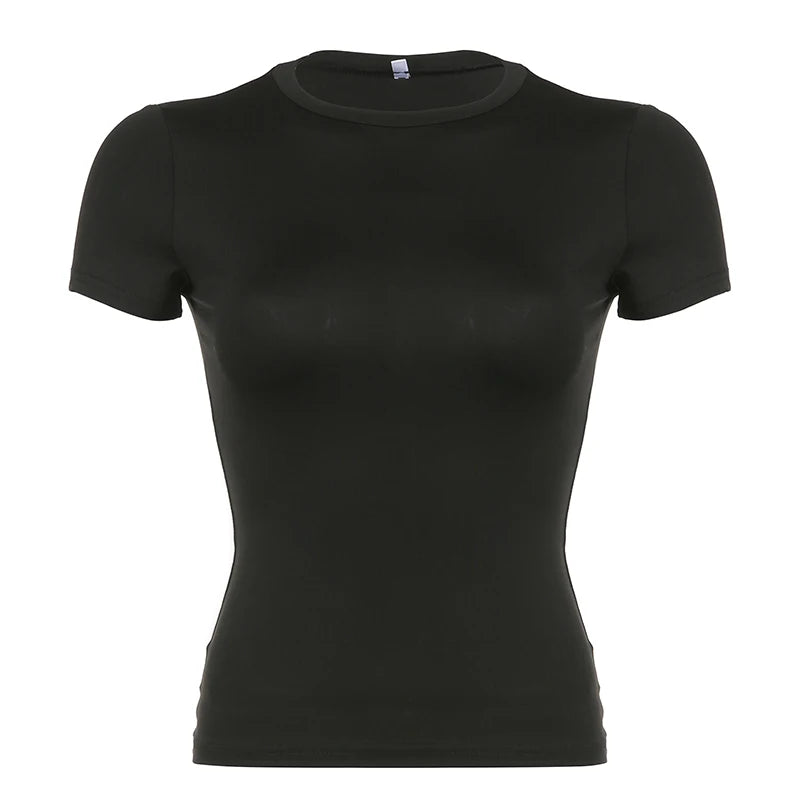 Women's Solid Crop Top - Short Sleeve T-Shirt