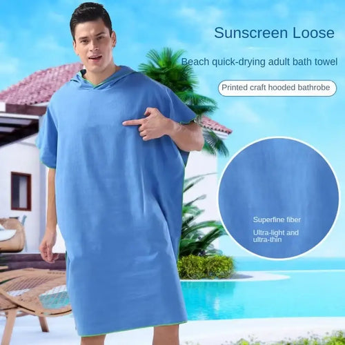 Adults Hooded Beach Towel Poncho worn