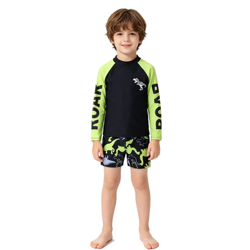 Boys Long Sleeve Two-Piece Swim Set front