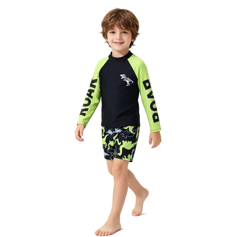 Boys Long Sleeve Two-Piece Swim Set fit