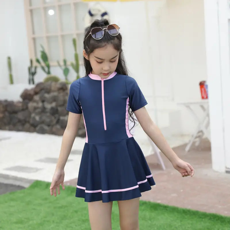 Girls Zip-Front One-Piece Swimsuit detail