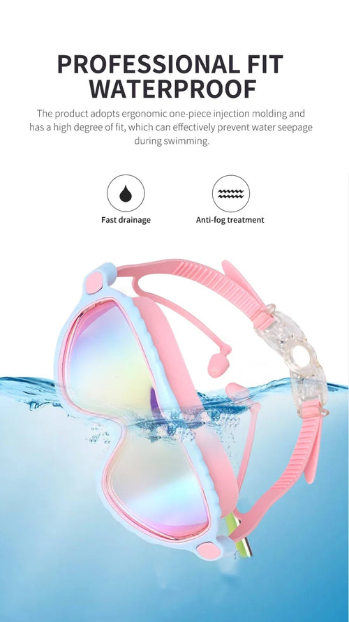 Kids Anti-Fog Swim Goggles worn