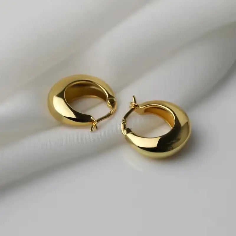 Minimalist Chunky Gold Hoop Earrings