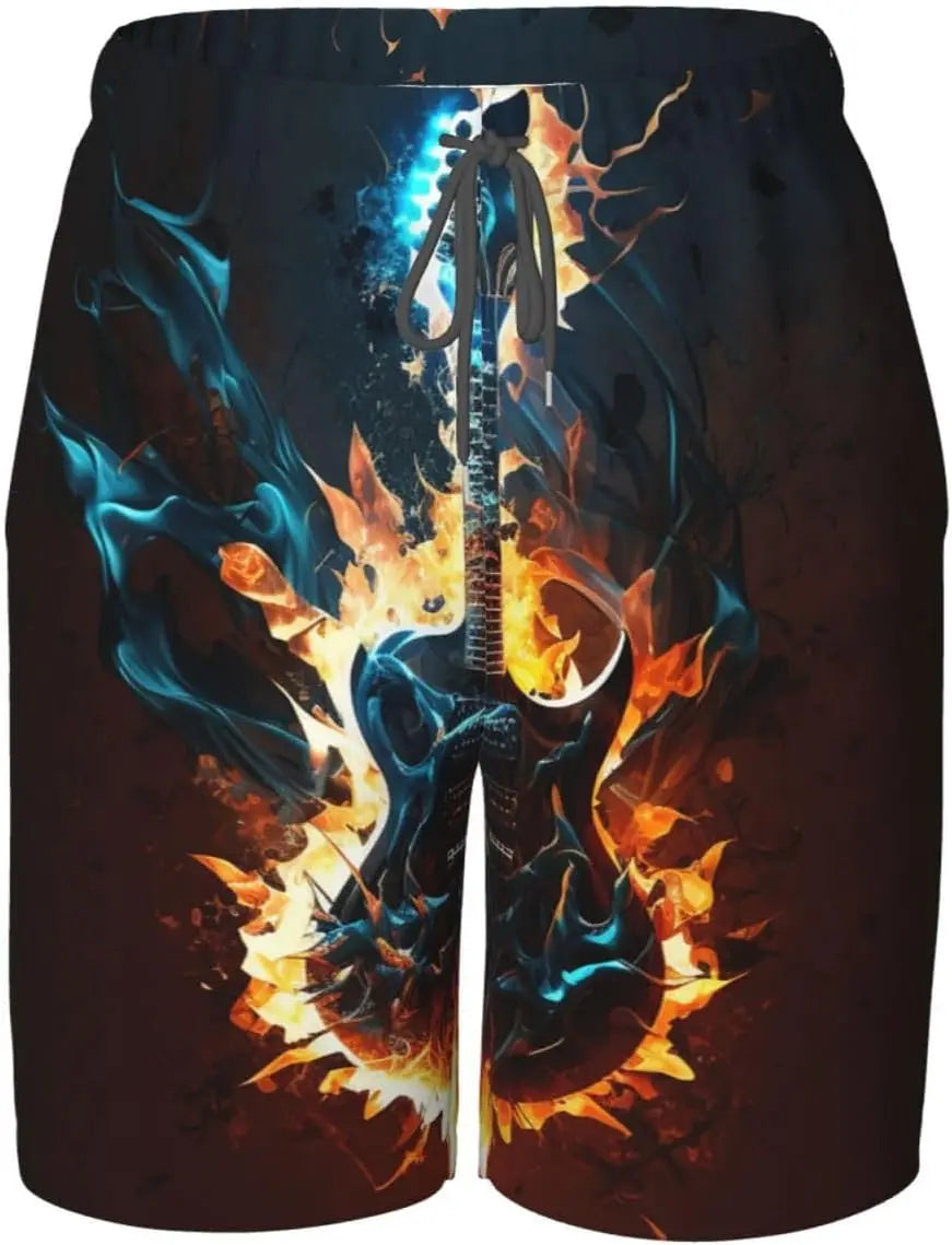 Teen Boys Flame Guitar Swim Shorts