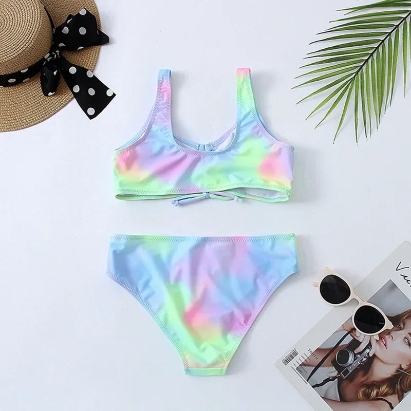 Teen Girls Ruched Bikini Set on model