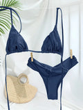 Women's Micro Triangle Bikini Set - navy