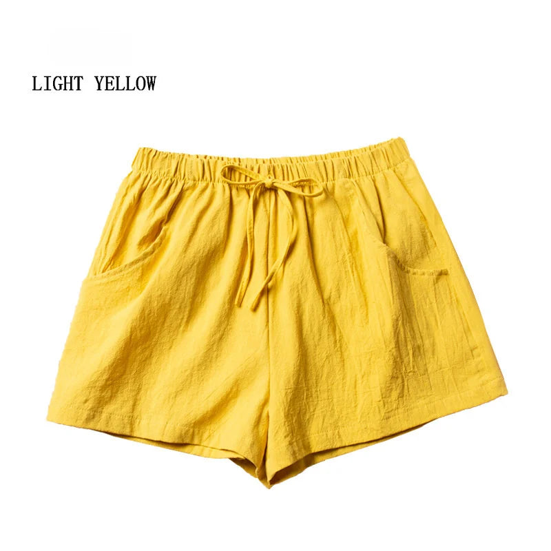Women's High-Waisted Linen Shorts