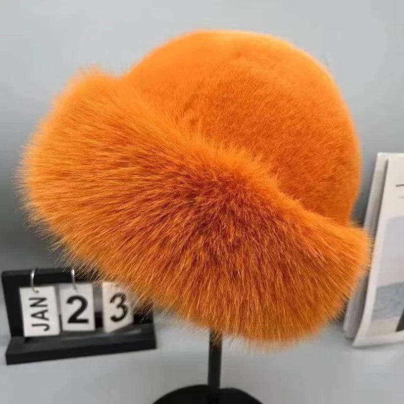 Women's Plush Winter Fur Hat - Warm Fluffy Beanie