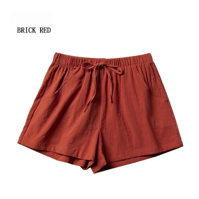 Women's High-Waisted Linen Shorts