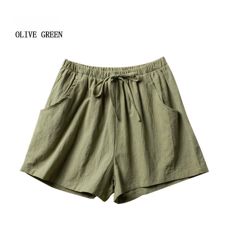 Women's High-Waisted Linen Shorts